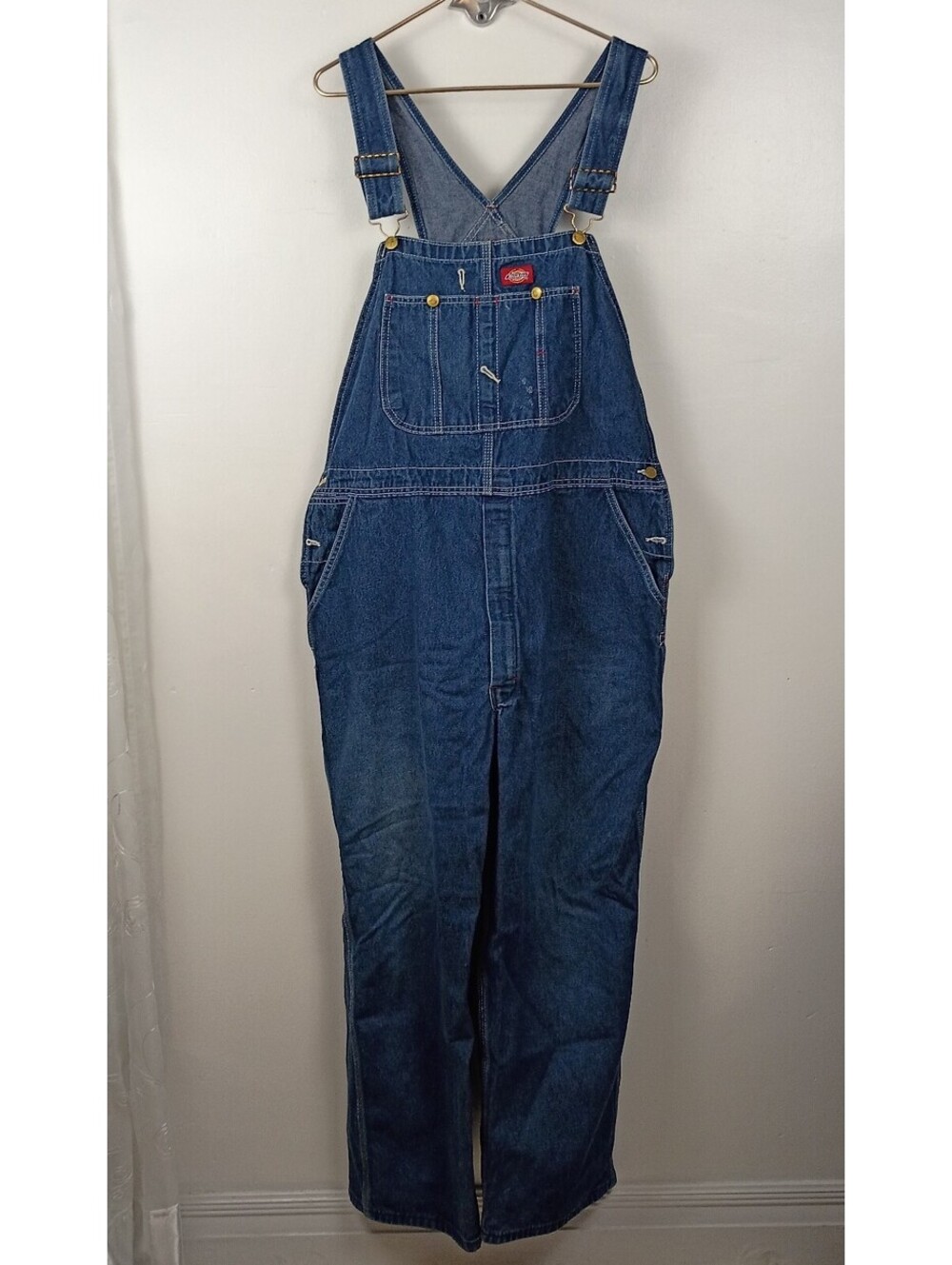 Dickies Mens Indigo Blue Denim Bib Overalls Workwear Carpenter 42x30